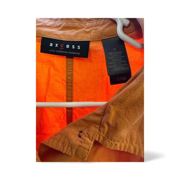 Axcess By Liz Claiborne Womens Orange Button-Up Jacket With Drawstring Waist & P - Picture 4 of 5